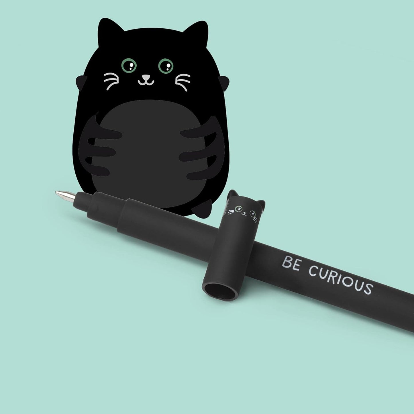 Legami - Cat Erasable Gel Pen and 3 Black Ink Refills